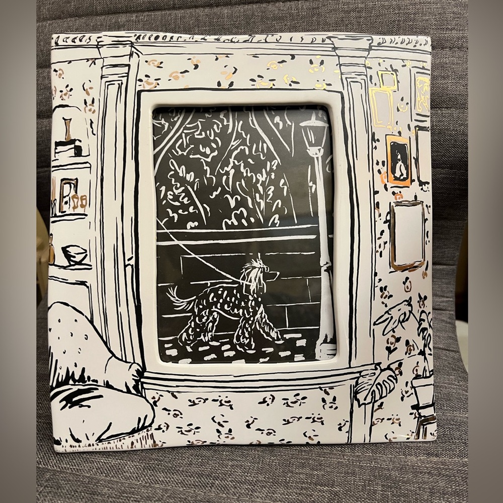 NIB Anthropologie Black and White Town View Picture Frame